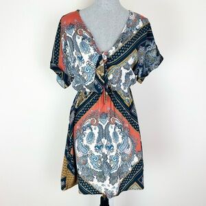 H&M Tie Front Paisley Scarf Patterned Dress